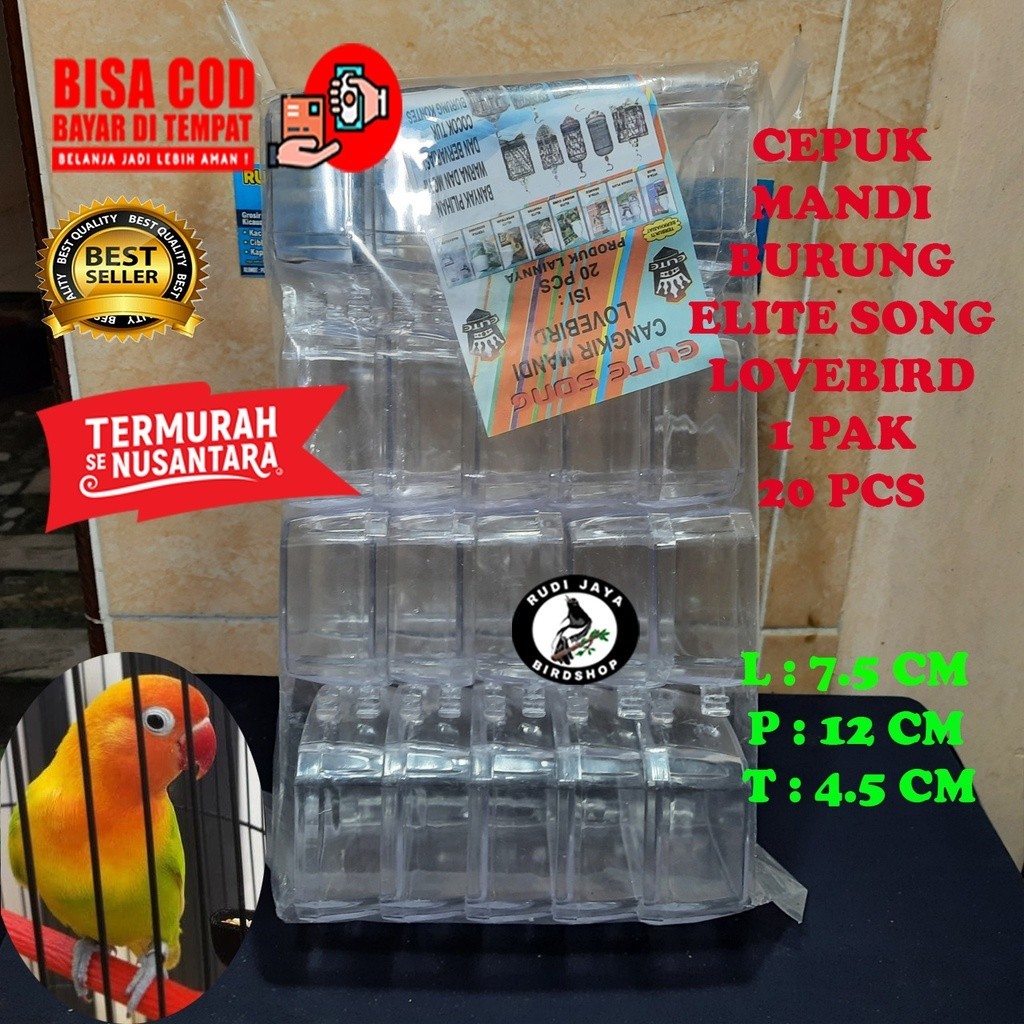 READY CEPUK MANDI LOVEBIRD ELITE SONG 1 PAK SEGI 8 MELENGKUNG KANDANG BESI KAPSUL BURUNG LOVEBIRD
