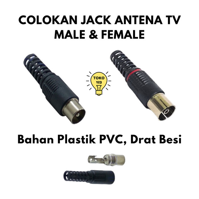 Colokan Antena TV Jack Plastik Drat Jek Besi Konektor Sambungan Jantan Betina Male Female