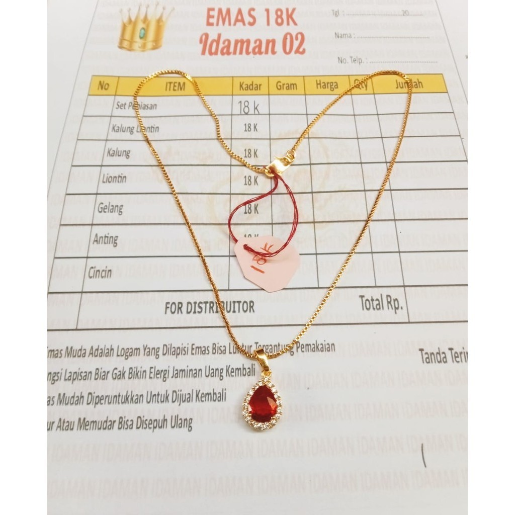 kalung warna emas  18k