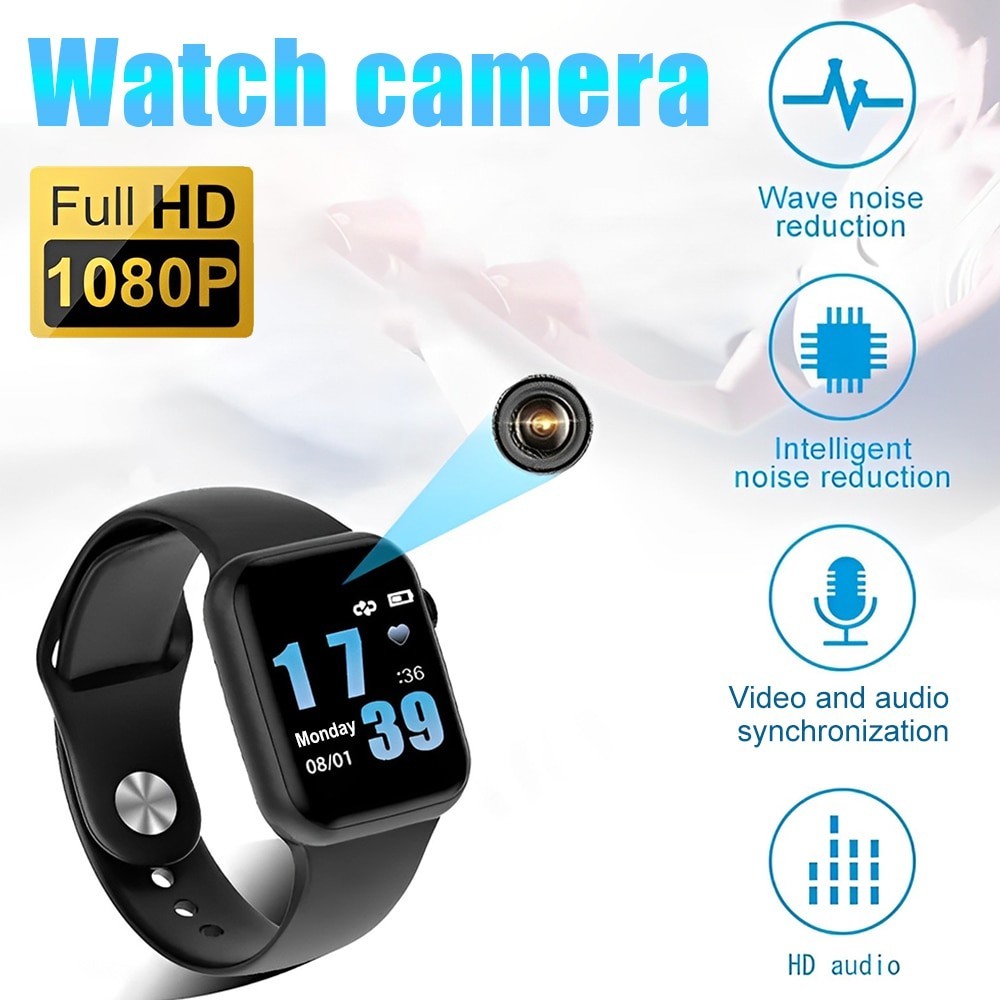 Jam Tangan Pria 4-256GB Smart Watch 1080P Mini Camera Audio Video Recorder Intelligent High-definiti