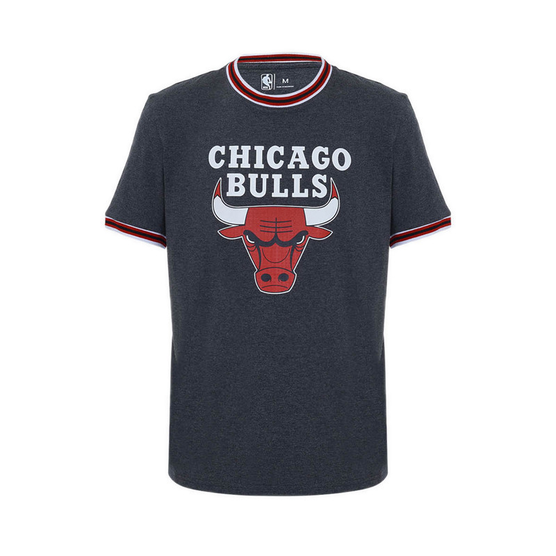 NBA BULLS FLATKNIT MEN' TEE - MELANGE GREY