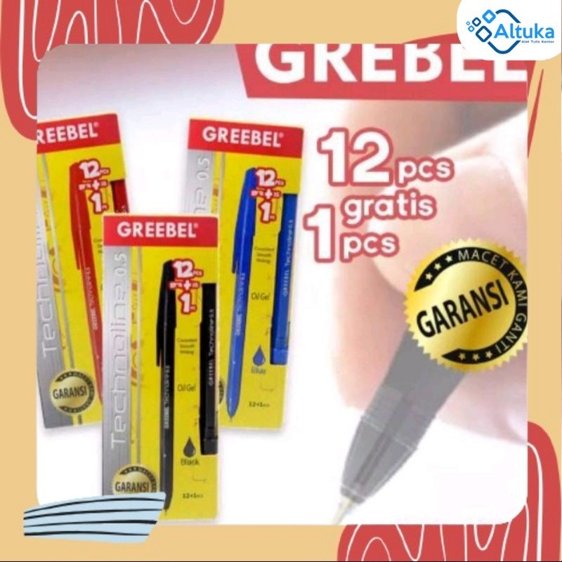 

(12pcs) Bulpen Greebel Warna Hitam Merah Biru