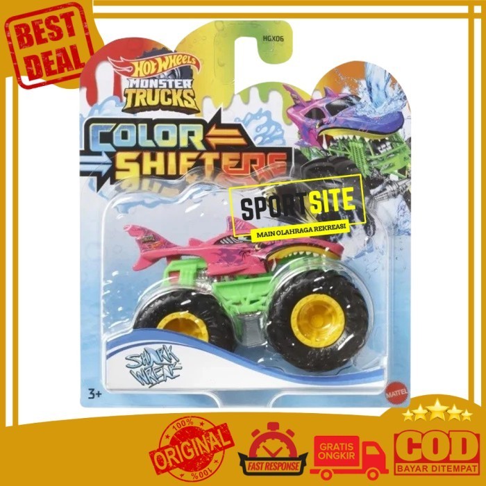 Hot Wheels Monster Trucks Shark Wreak Color Shifters Berubah Warna Ori -KA67
