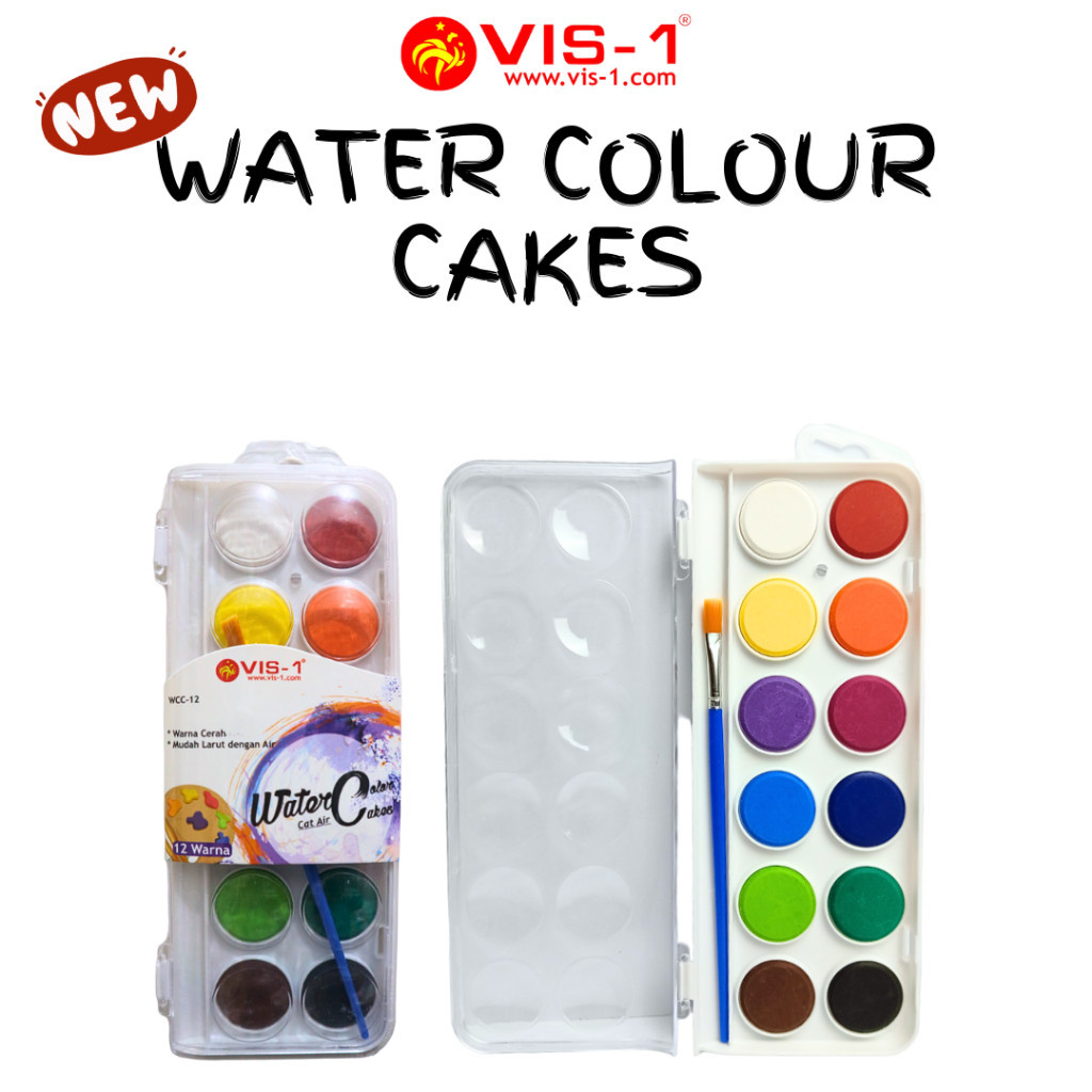 

Vis-1 Water Color / Cat Air Color Cake 12 Warna - WCC-12