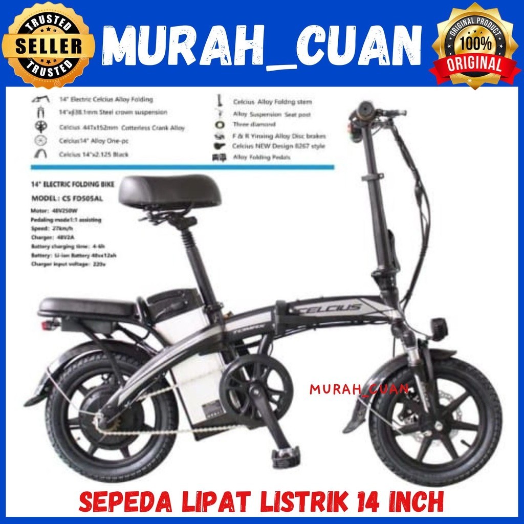promo E-Bike Sepeda Lipat Elektrik/Folding Bike Celcius Electric Tomax 14