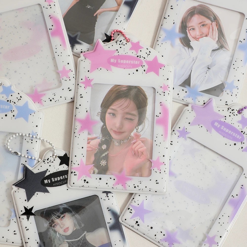

Kawaii Star 3 Inch Postcard Holder Postcards Album Colorful Card Storage Photo Bag Kpop Idol Card Collect Organizer Stationery
