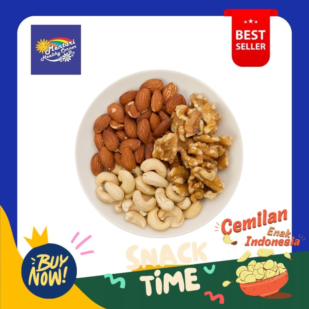 

Special Diskon Trio Nut - Roasted Mix Nut 3 Varian Walnut, Cashew, Almond 300gr / Kacang Panggang Trio Nut 300gram