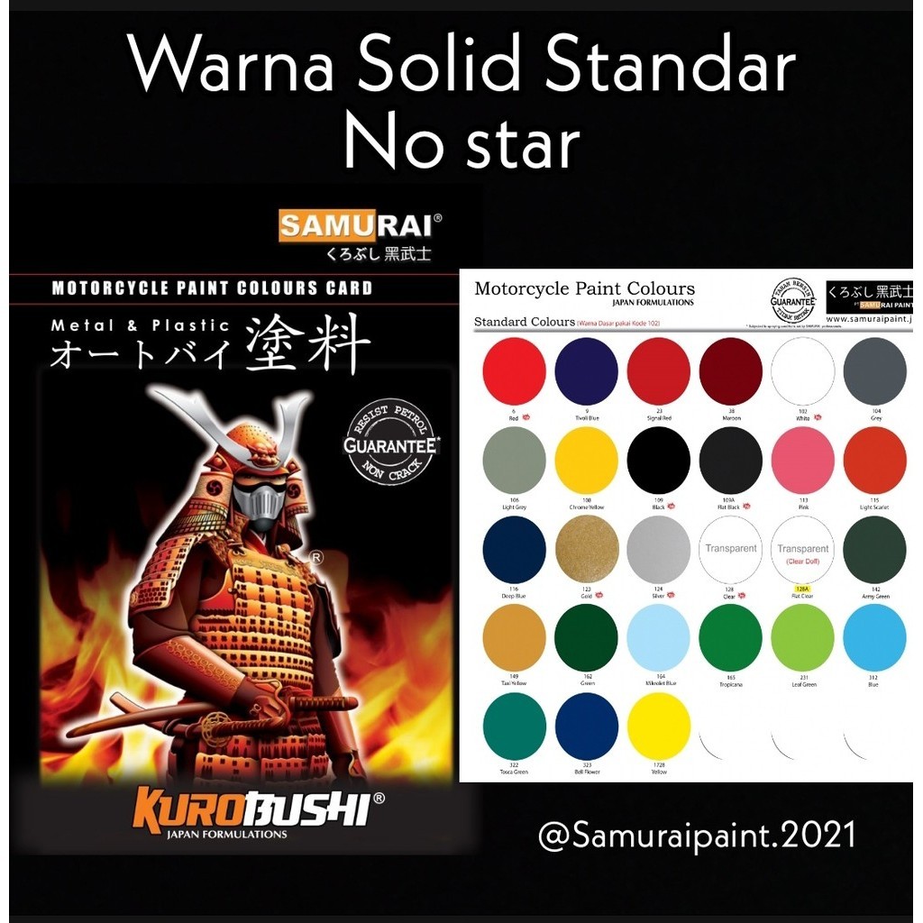 

PROMO!!! Samurai Paint No Star Motorcycle paint colours Japan Formulations Warna Solid standar Cat Semprot Aerosol