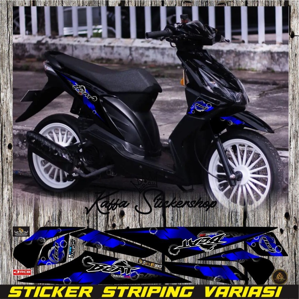 striping sticker/ Striping Variasi Beat Karbu List Hitam Sticker Polet Beat Karbu Lama Polet Biru