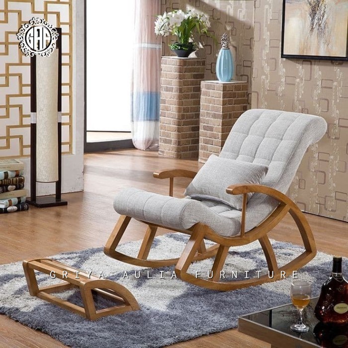 Kursi goyang kayu jati busa empuk kursi santai