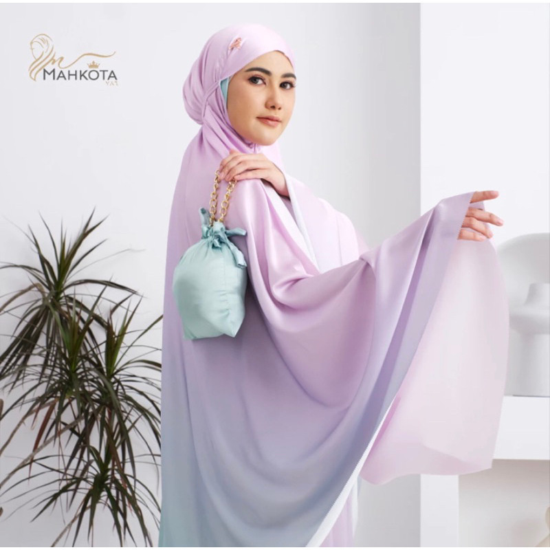 (Free Sajadah) MUKENA SILK GRADASI PREMIUM 2 WARNA ALETA 2 in 1SILK OMBRE LASERCUT