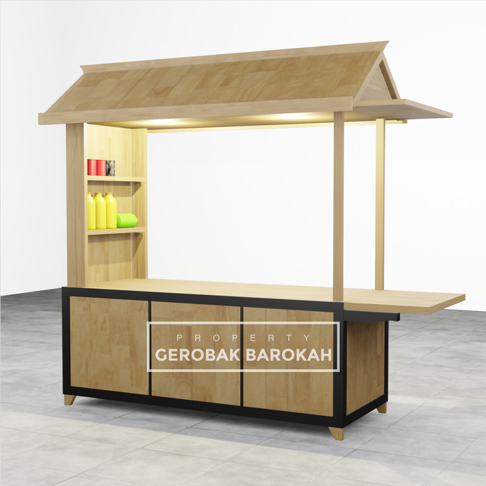 Gerobak Booth Jualan Minuman / Gerobak Angkringan jepang - Kayu Mahoni, Hemat