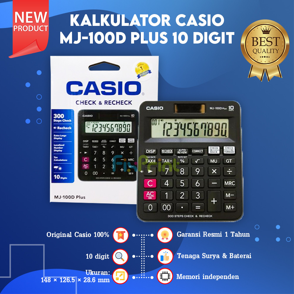 

Calculator Casio MJ-100D Plus 10 Digit Kalkulator Meja Mini Original