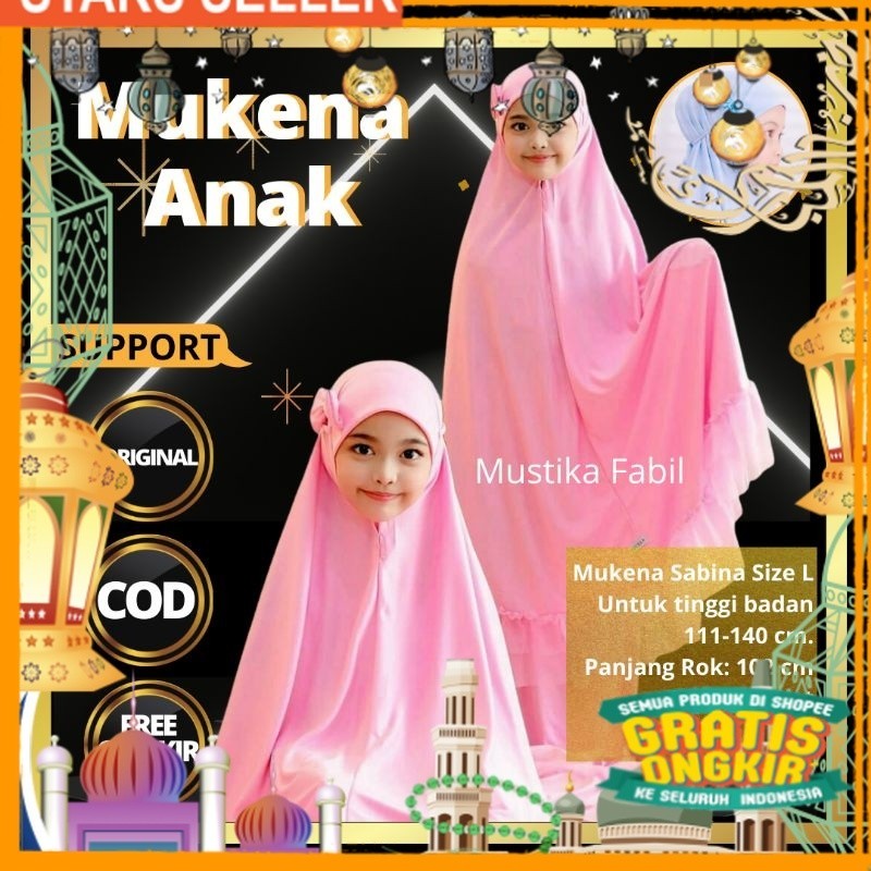 Mukena Anak Perempuan Umur 7 8 9 10 Tahun / Mukena Bali Polos Renda Tanggung / Mukena Polos Plisket 