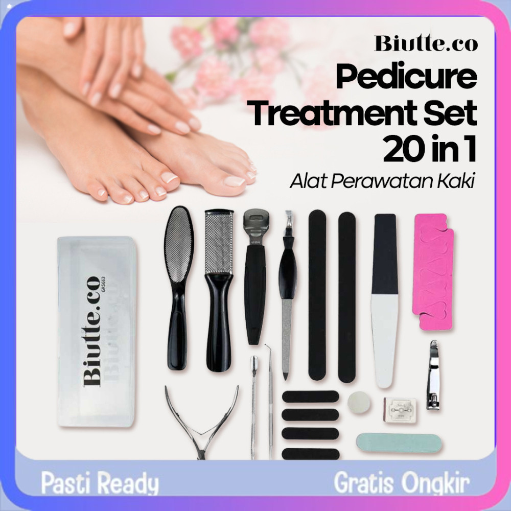 Alat Perawatan Kaki Manicure Pedicure set Penghalus Tumit Pecah Kapalan Set 20 in 1 Perawatan Kaki B