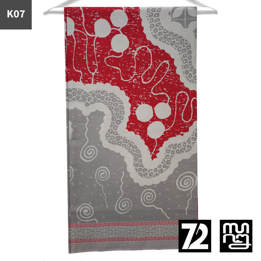 KAIN BATIK KATUN Premium  Motif Abstrak Naga Alam Warna Abu Merah 724694 Cap 72 Jarik Jarit Samping 