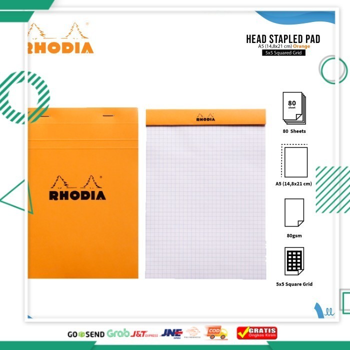 

Paling Murah Buku Catatan Rhodia A5 Head Stapled Pad N16 Notepad - SQUARED ORANGE