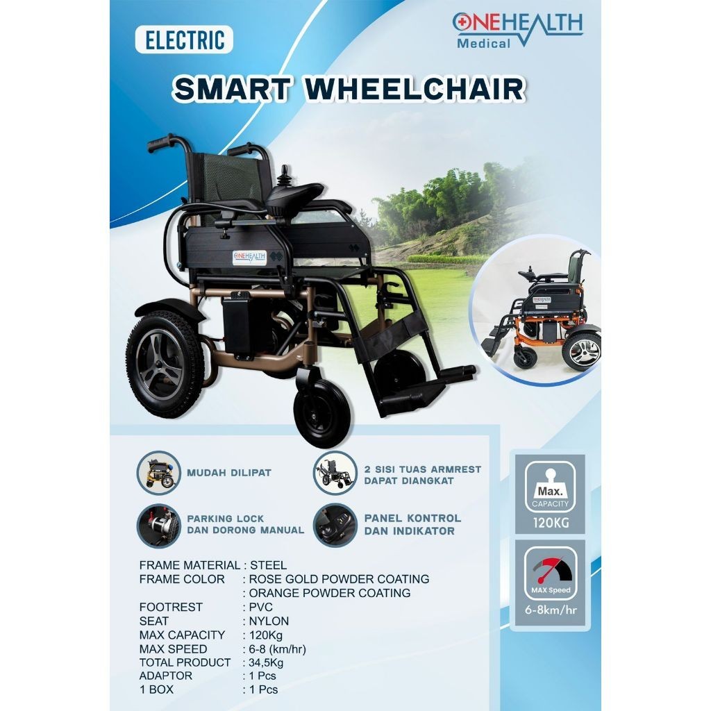 (READY) Kursi Roda Elektrik Travel ONEHEALTH KY123 Smart Wheelchair / Kursi Roda Elektrik Bisa Manua