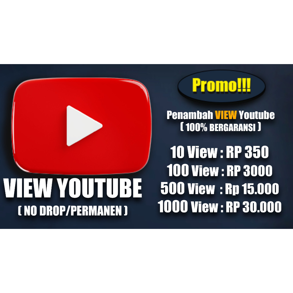Penambah View Youtube PromoTermurah - No Drop/Permanen - Bergaransi/Refill - Hight Quality - Recomen