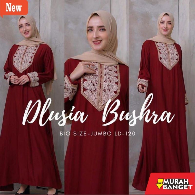 BAJU TIMUR TENGAH UNTUK LEBARAN- Daster Arab Dlusia Bushra Gamis Arab Jumbo LD 130 cm Lengan Panjang