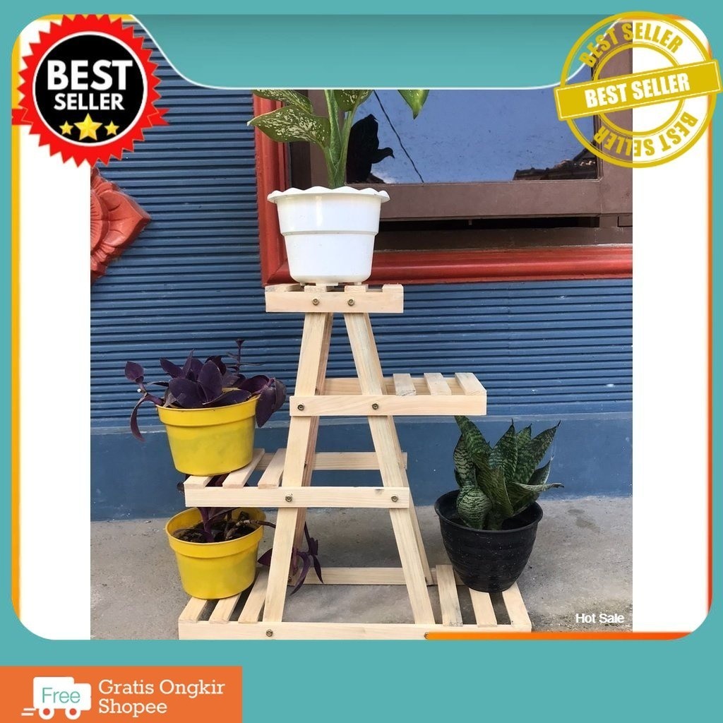 RAK BUNGA SUSUN 5 POT/ RAK BUNGA UNik/ RAK SERBAGUNA KAYU / RAK BUNGA KAYU / RAK BUNGA MINIMALIS