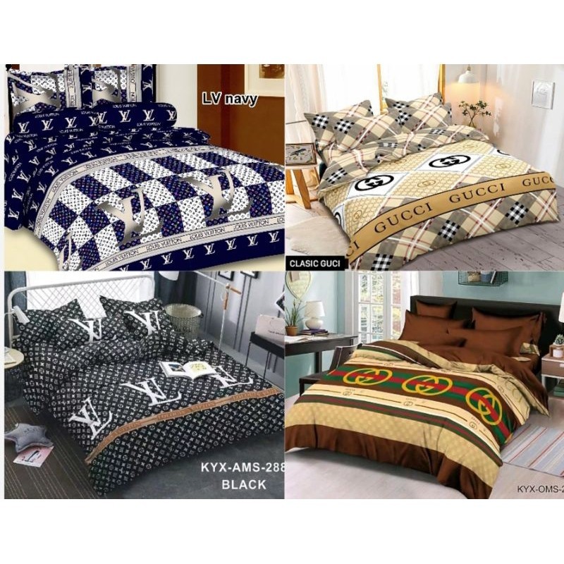 Bedcover + Sprei Set DIOR / LV Glamour 1 Set Selimut Bedcover & Sprei Set Ukuran Single / Queen / Ki