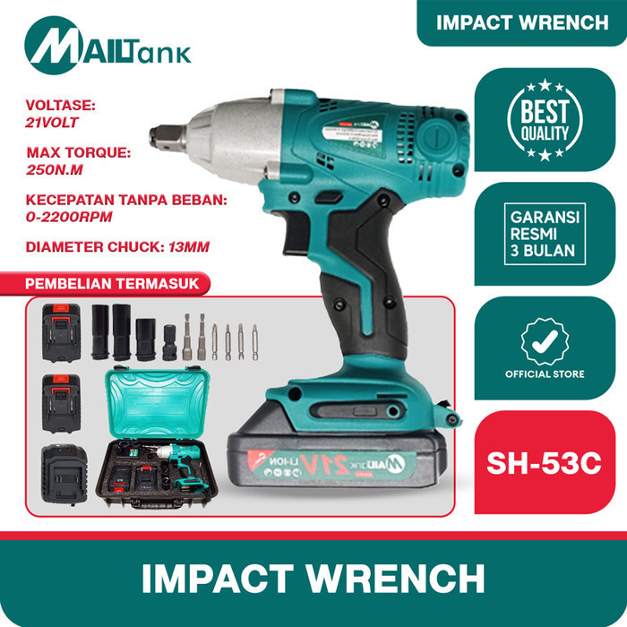 Bor Buka Baut Sock MAILTANK SH53C Bor Baterai Cordless Impact Wrench