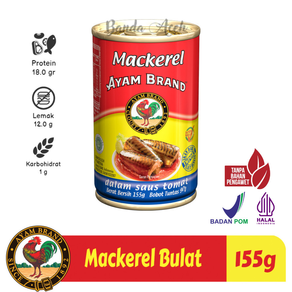 

(Aceh) Ayam Brand - Ikan Mackerel Kaleng Bulat Saus Tomat 155gr