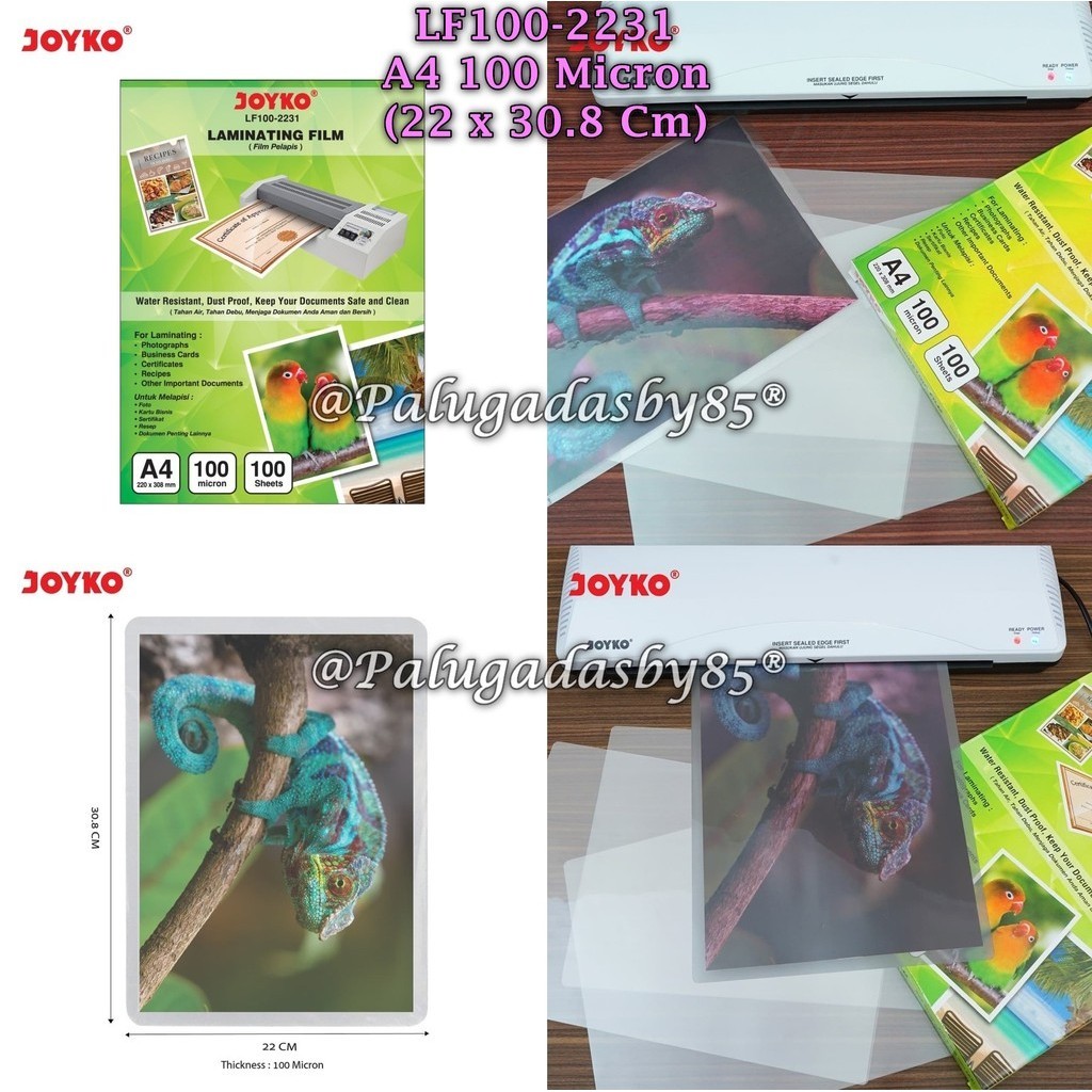 

(1 Pak Isi 100 Lembar) GROSIR Plastik Mika Laminating Film JOYKO LF100-2231 A4 22 x 30.8 cm / Laminating Film / Plastik Laminating Joyko LF100-2231 (A4) / Joyko LF100 2231