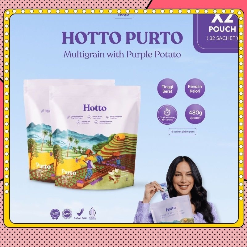 

BUNDLING 2 POUCH !! Hotto Purto Multigrain with Purple Potato (32 Sachet) SUGAR