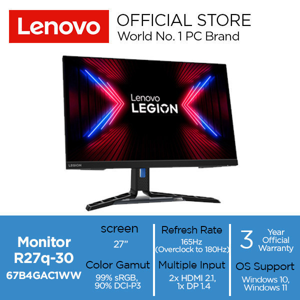 Lenovo Legion R27q-30 27" Inch QHD IPS 165Hz Gaming Monitor