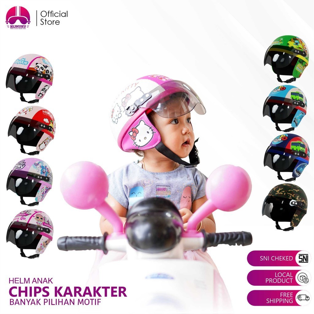 Helm Anak Retro Chips Aneka Karakter Motif Usia 1 2 3 4 5 Tahun Sepeda Edukasi Mainan Lucu Unik Ringan Keren Untuk Laki Laki Perempuan