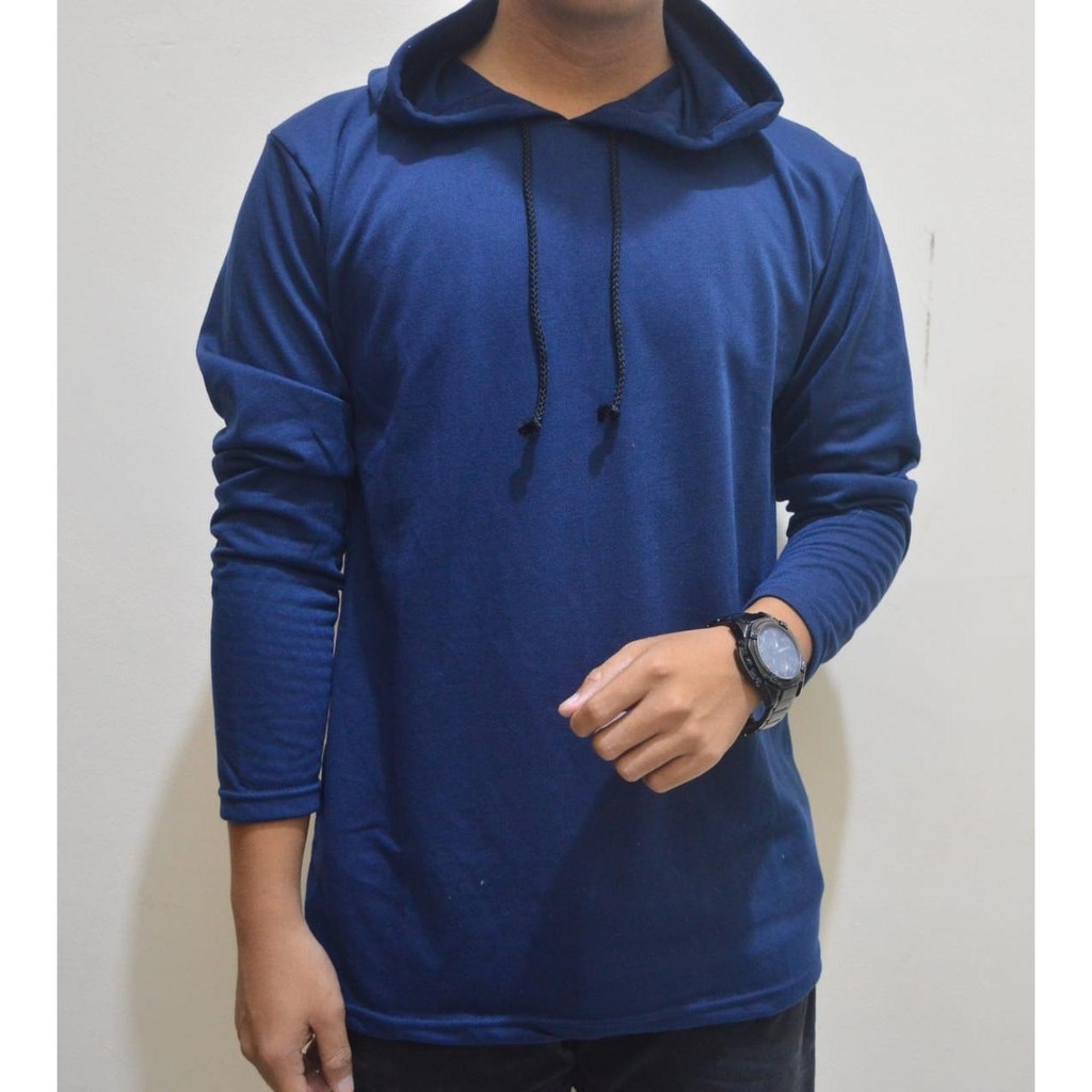 Sweater lengan panjang polos / kaos hoodie tangan panjang polos / sweater cewek cowok / baju bertopi