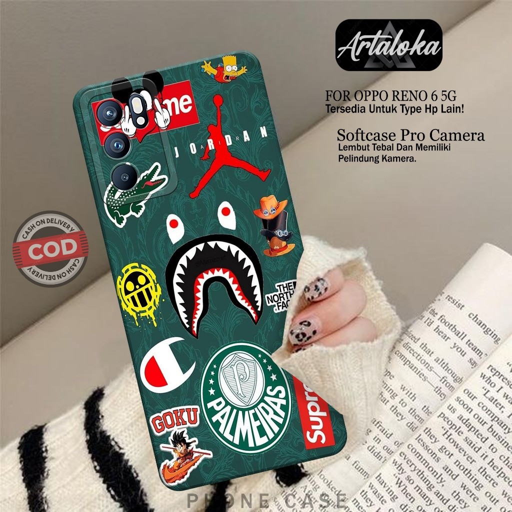 Softcase Hp Oppo Reno 6 5G Fashion Case Branded Case Oppo Reno 6 5G Silikon TPU Pro Camera Casing Op