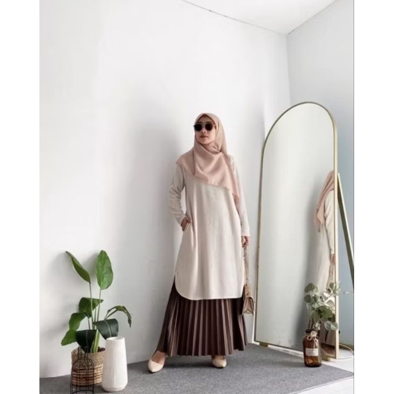 Tunik Rib Knit Premium / Long Tunik Rib / Tunik Rajut Terbaru / Tunik waffle wafer