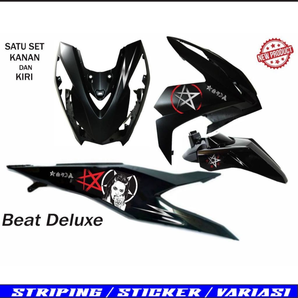 STRIPING STIKER Beat Deluxe Satu Set Kanan dan Kiri MOTIF KEREN SETRIPING MOTOR