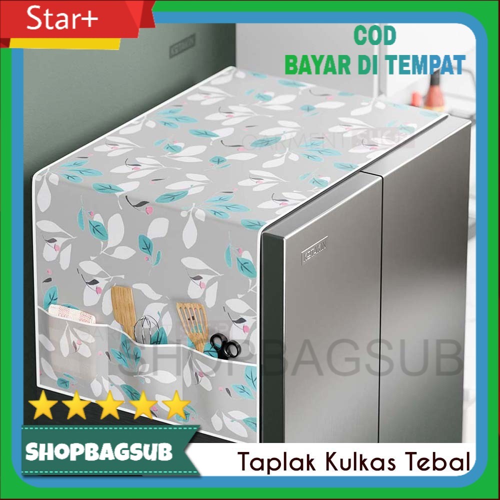 Taplak Cover Kulkas Besar 2 Pintu Bahan PEVA Tebal Premium Waterproof Sarung Pelindung Atap Kulkas