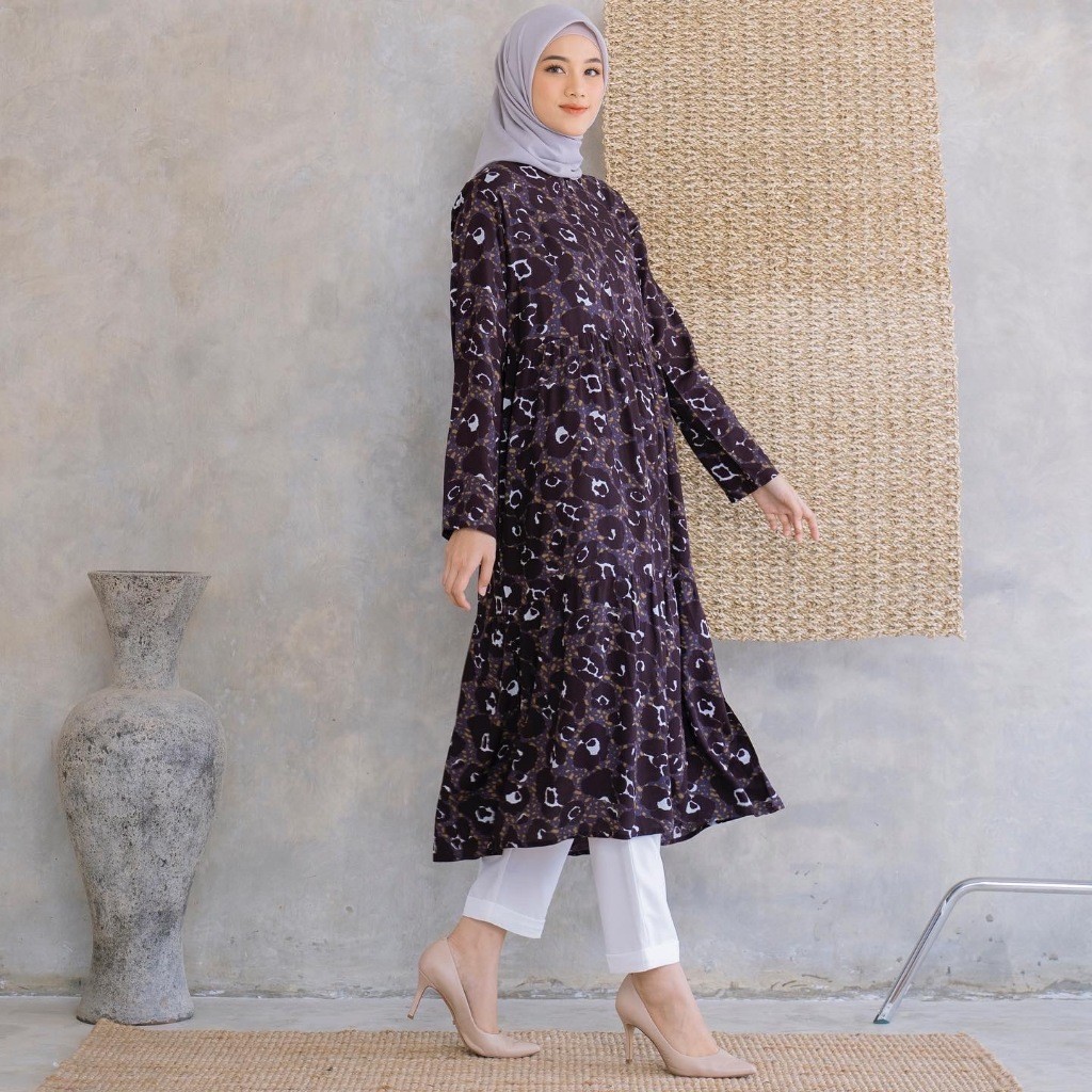 SHABAOFFICIAL | SELVI MIDI DRESS | MIDI DRESS MOTIF KATUN RAYON WANITA