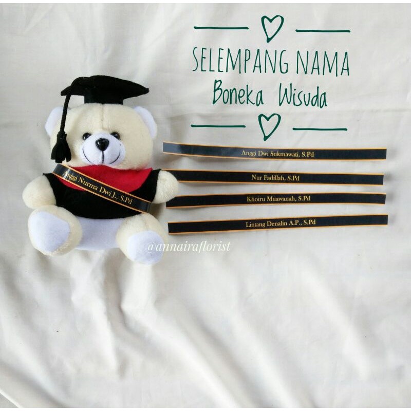 Selempang nama boneka wisuda (hanya Selempang tanpa boneka) Selempang Wisuda