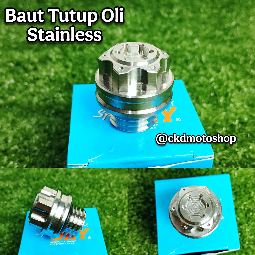 BAUT TUTUP OLI MESIN STAINLESS CB GL TIGER JUPITER VEGA FIZR BAUT TUTUP OLI SPORTS DAY