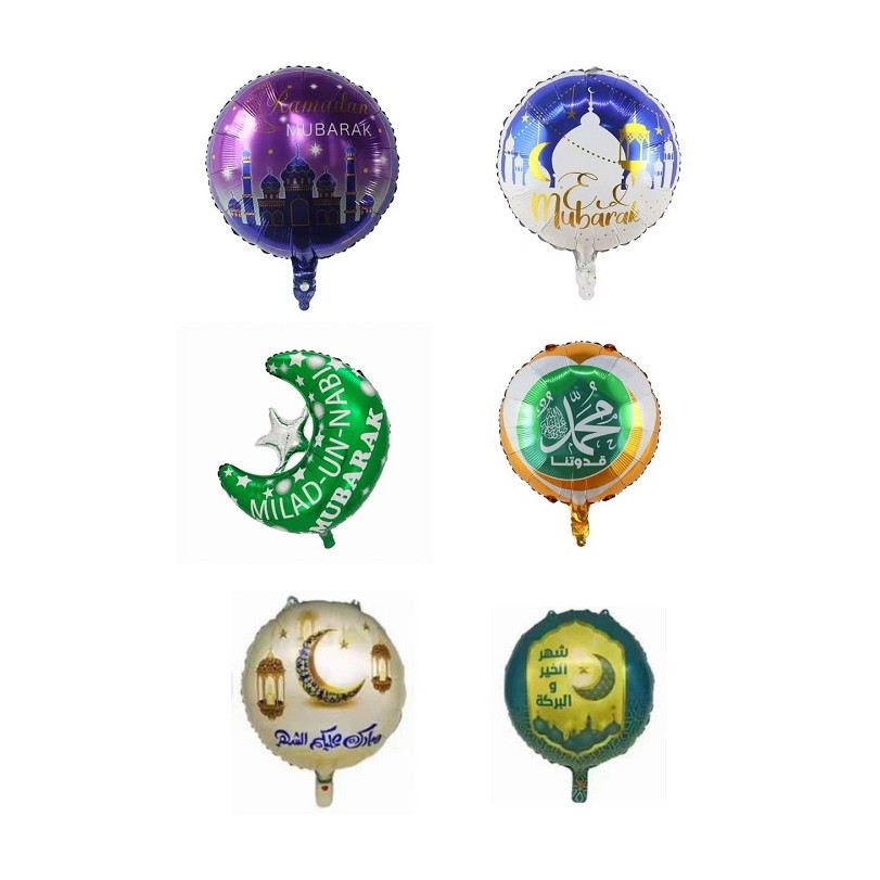 ( 18 INCH ) BALON FOIL BULAT SPESIAL RAMADHAN EID MUBARAK TERLARIS / BALON FOIL MOON STAR EID MUBARA