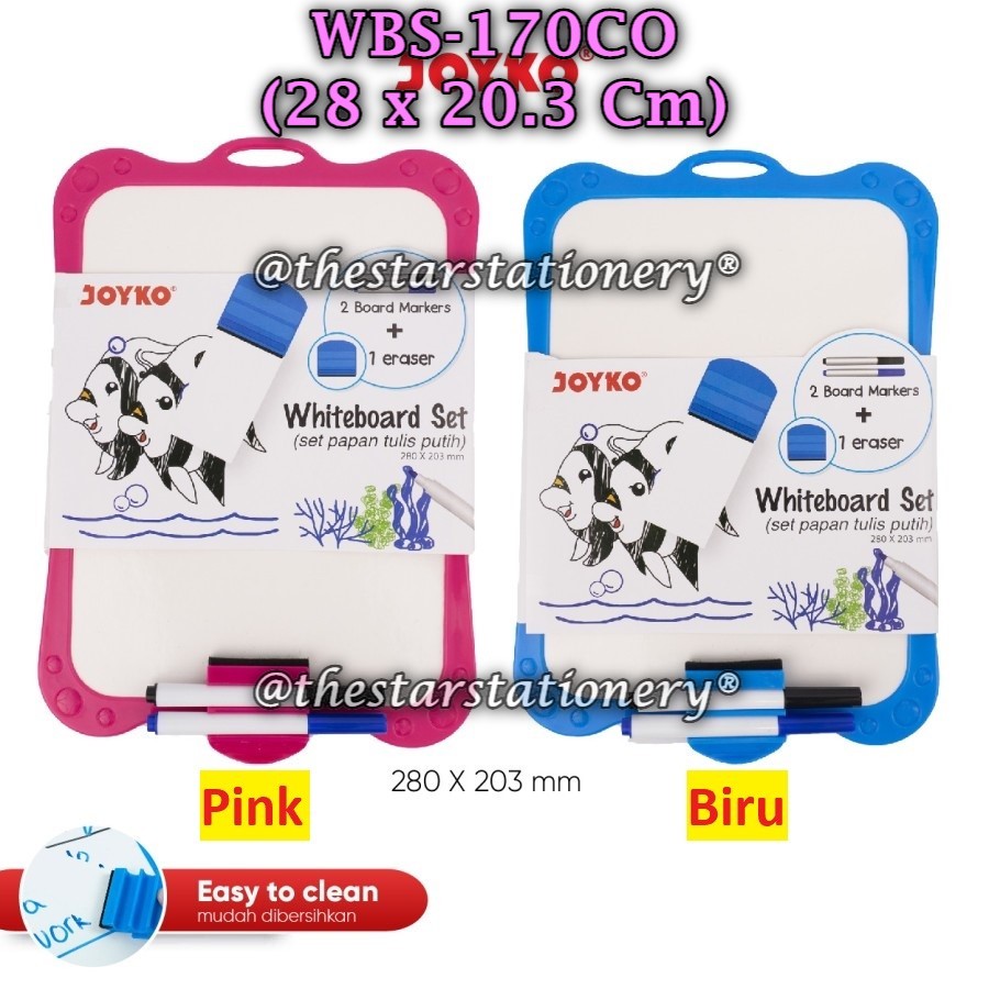 

(1 Set) GROSIR Whiteboard Set JOYKO WBS-170CO 28 x 20.3 Cm / Papan Tulis Set Joyko WBS-170CO