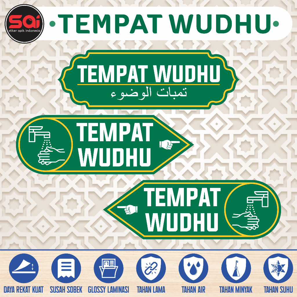 

STIKER VINYL PETUNJUK ARAH TEMPAT WUDHU LAMINASI GLOSSY