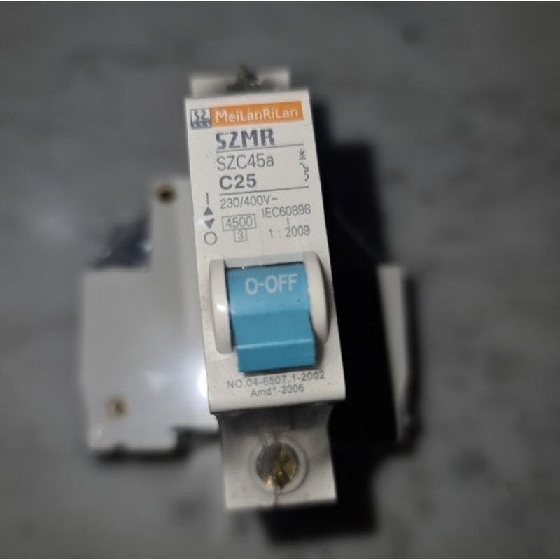 MCB SZMR MeiLan RiLan 25A/ 25Ampere 1 Phase/ 1 Pas SNI Standar PLN