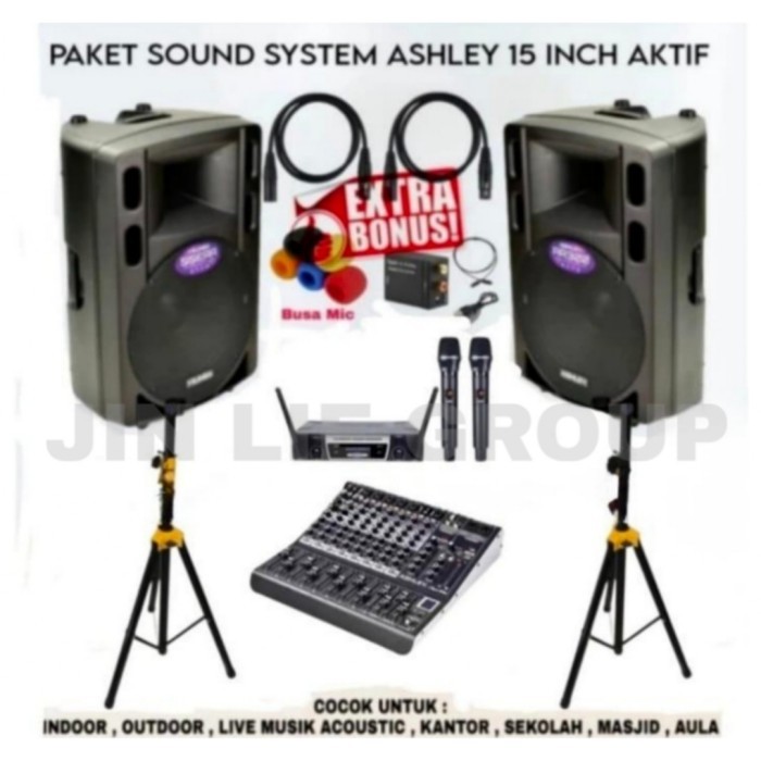 Grosir Paket Karaoke Speaker Ashley 15 Inch Aktif Mixer Ashley ( SET 1 )