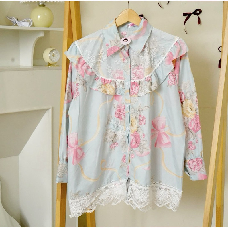 FUTURE - ZFS BLOUSE RETA CANTIK MOTIF MEIJIWANG RENDA / MEIJI LACE BLOUSE / Atasan blouse floral ren