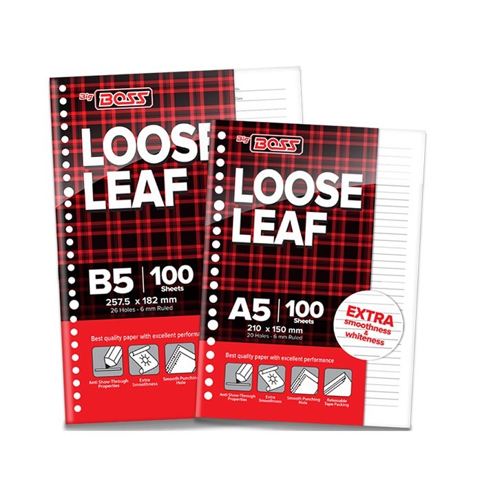 

Big boss loose leaf kertas binder polos garis A5 B5 50 100 lembar - Garis, A5 50 lembar