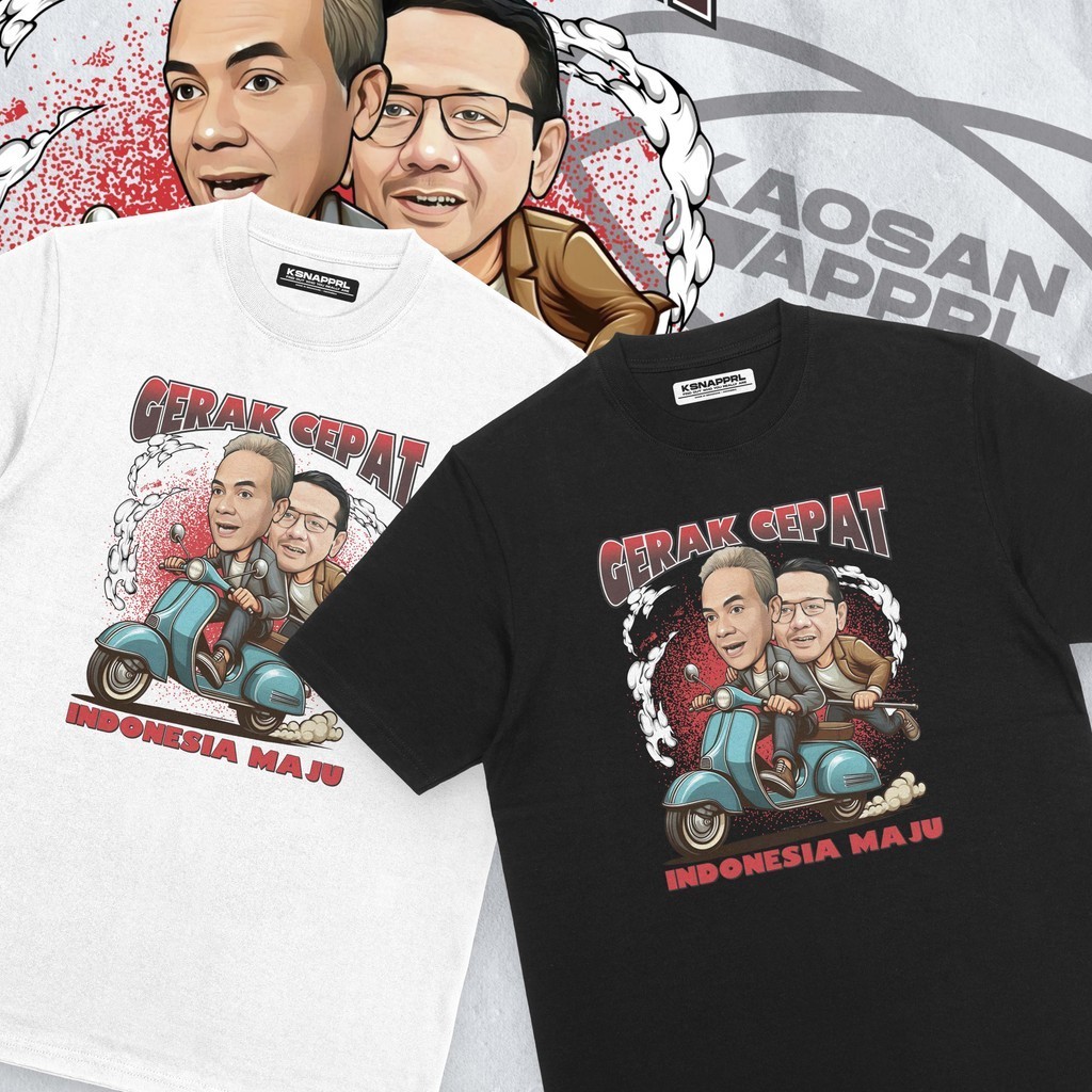 Kaos Pemilu 2024 "Ganjar Vespa" - Ganjar Pranowo/Ganjar Mahfud/Ganjar PDI