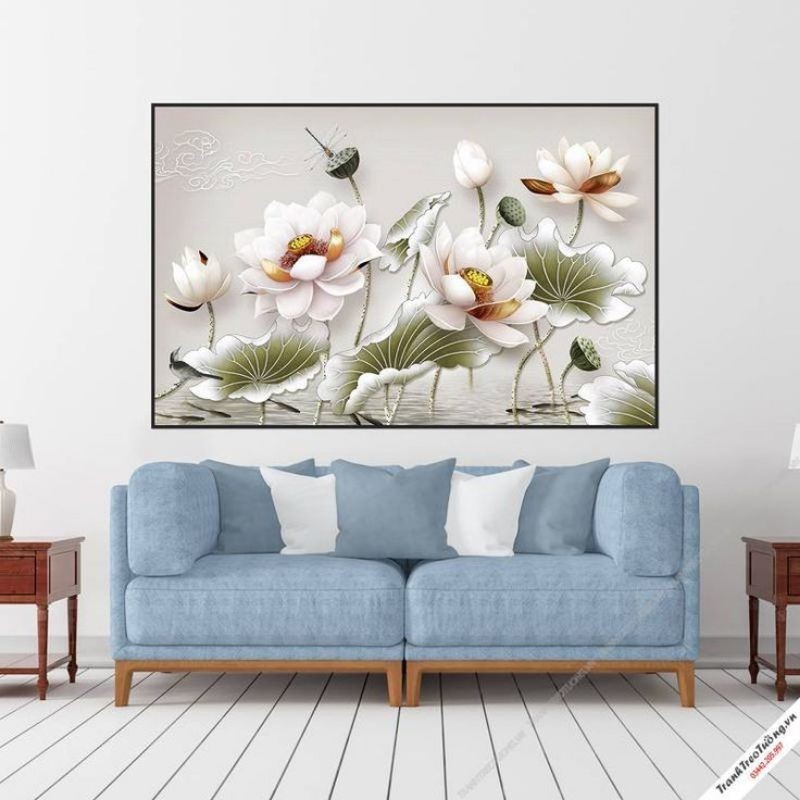 lukisan bunga teratai nordic modern hiasan dinding aestetic