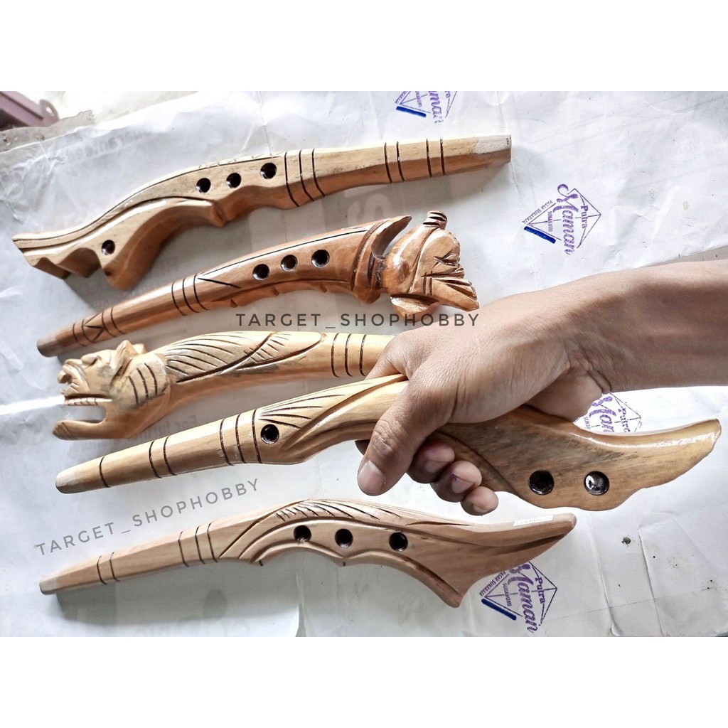 GAGANG JORAN LENTUD 35.CM KAYU MOTIP UKIR ELEGAN PAHUL PEGANGAN TONGKAT PANCING